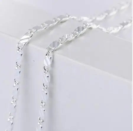 Men’s 925 Sterling Silver & 18K Gold Flat Clavicle Chain Necklace – 2mm, 40–75cm Adjustable