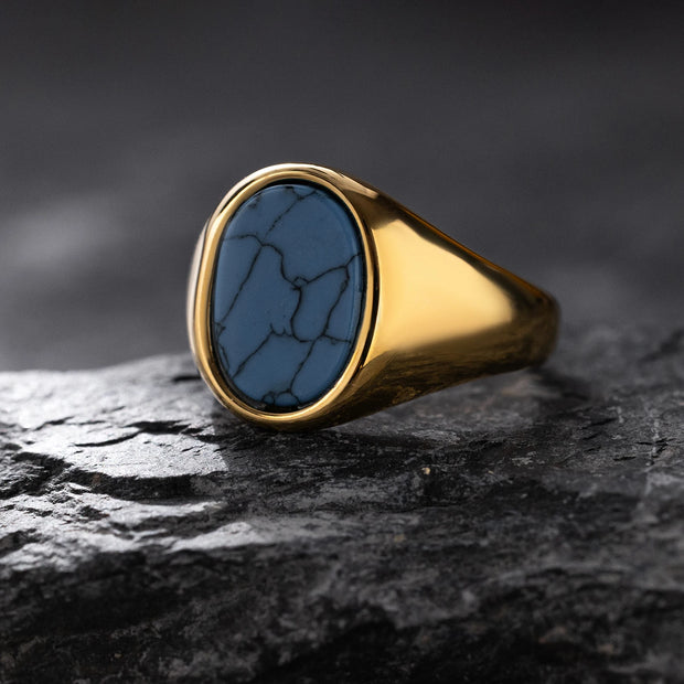 Men’s Retro Black Agate & Tiger Eye Stone Ring – 316L Stainless Steel - Gemora