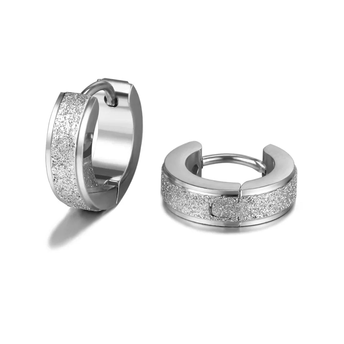 Men’s 18K Gold-Plated Stainless Steel Matte Hoop Earrings – Hypoallergenic & Durable