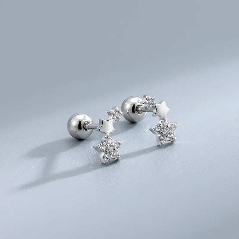 Heart Stud Earrings – Hypoallergenic Screw Cartilage Jewelry for Women & Girls