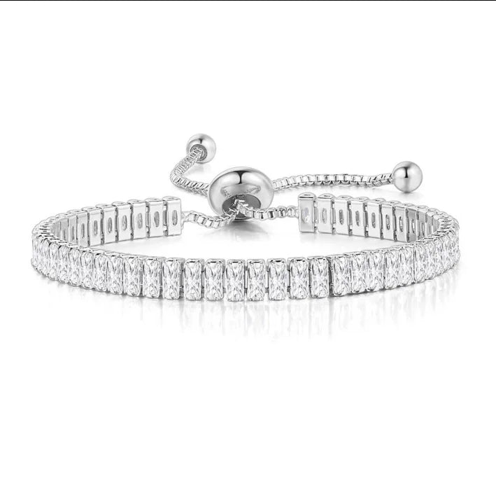 Men’s Black Crystal Tennis Bracelet – Luxury Iced-Out Cubic Zirconia Adjustable