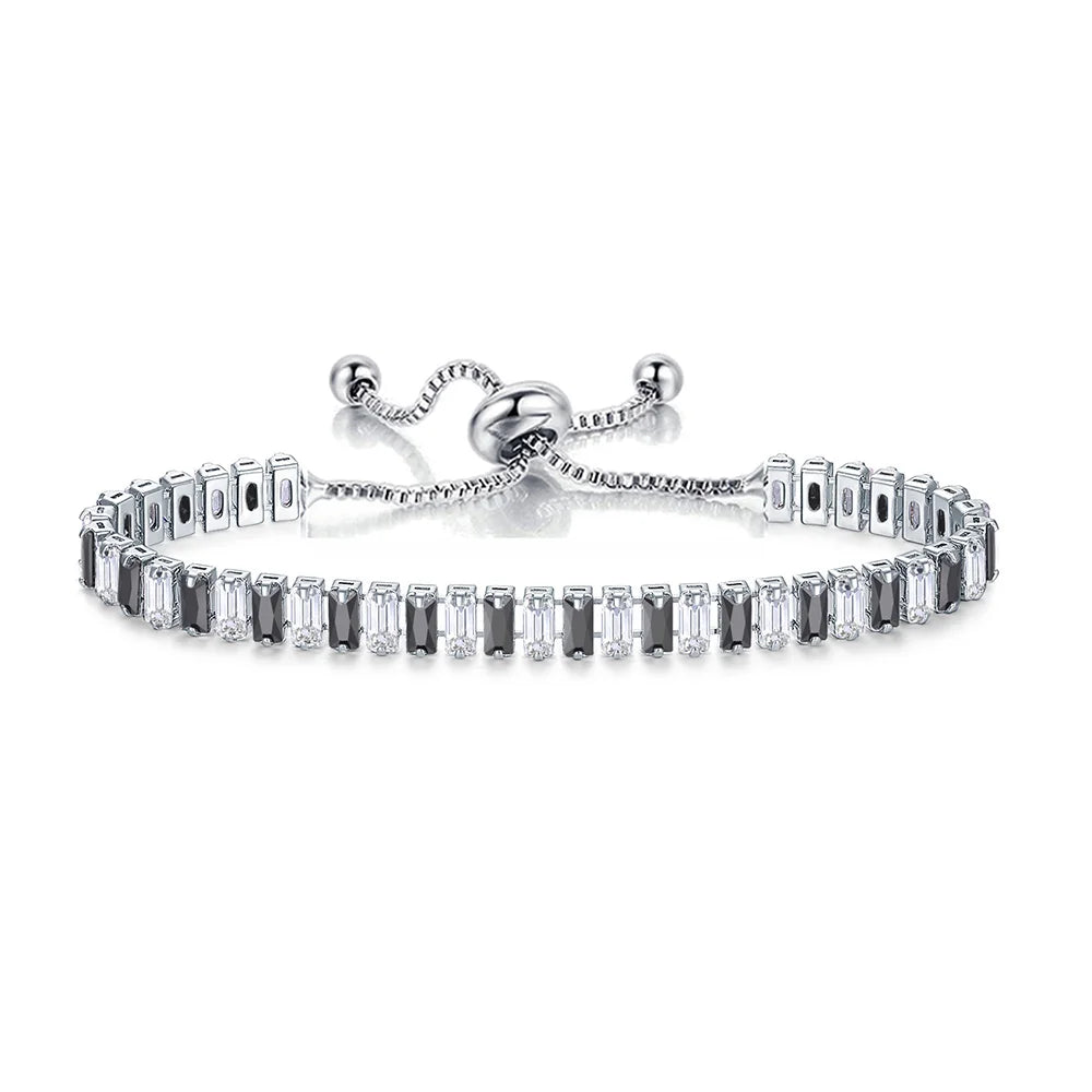 Men’s Black Crystal Tennis Bracelet – Luxury Iced-Out Cubic Zirconia Adjustable