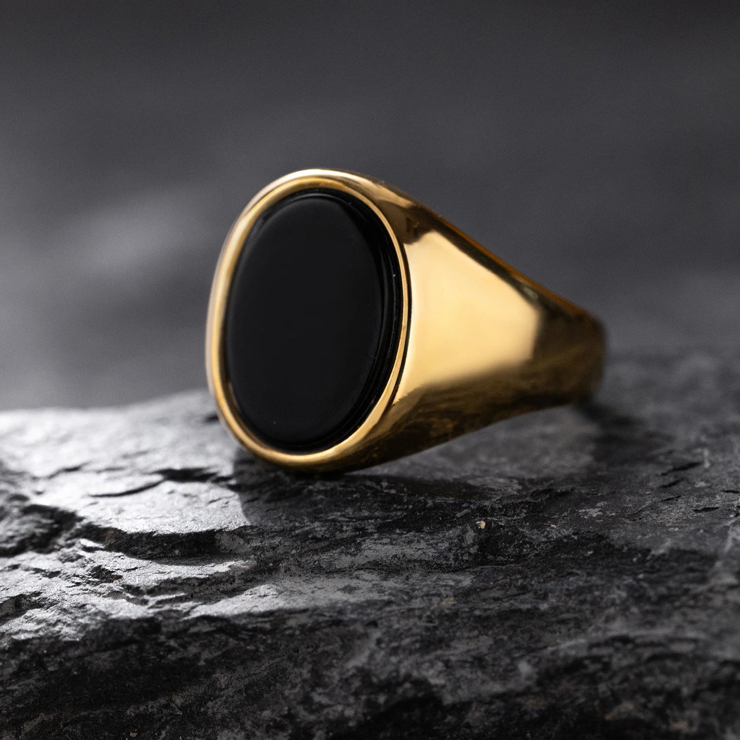 Men’s Retro Black Agate & Tiger Eye Stone Ring – 316L Stainless Steel