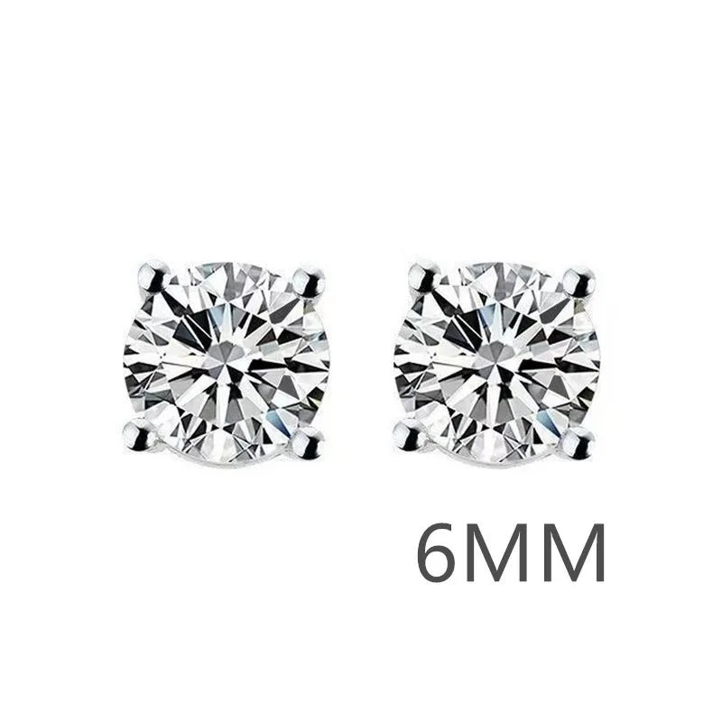 Men’s 925 Sterling Silver Zirconia Four-Claw Earrings – Luxury Engagement Jewelry