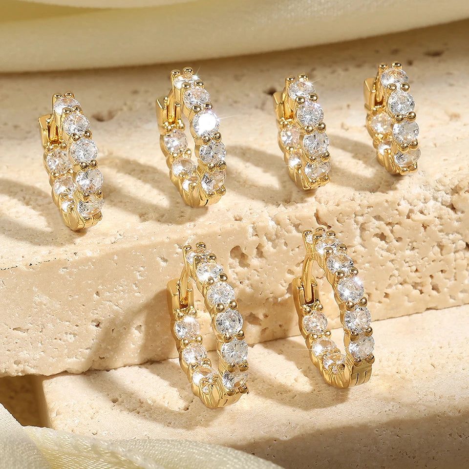 Zircon Huggie Earrings – White Gold Cartilage & Ear Cuff Jewelry