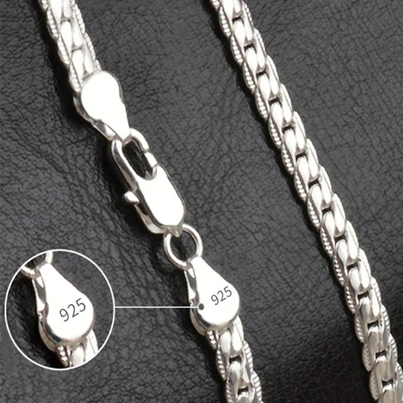 Men’s Silver Luxury Necklace Chain – 6mm Wide, 20–60cm Adjustable