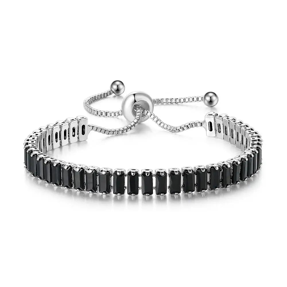 Men’s Black Crystal Tennis Bracelet – Luxury Iced-Out Cubic Zirconia Adjustable