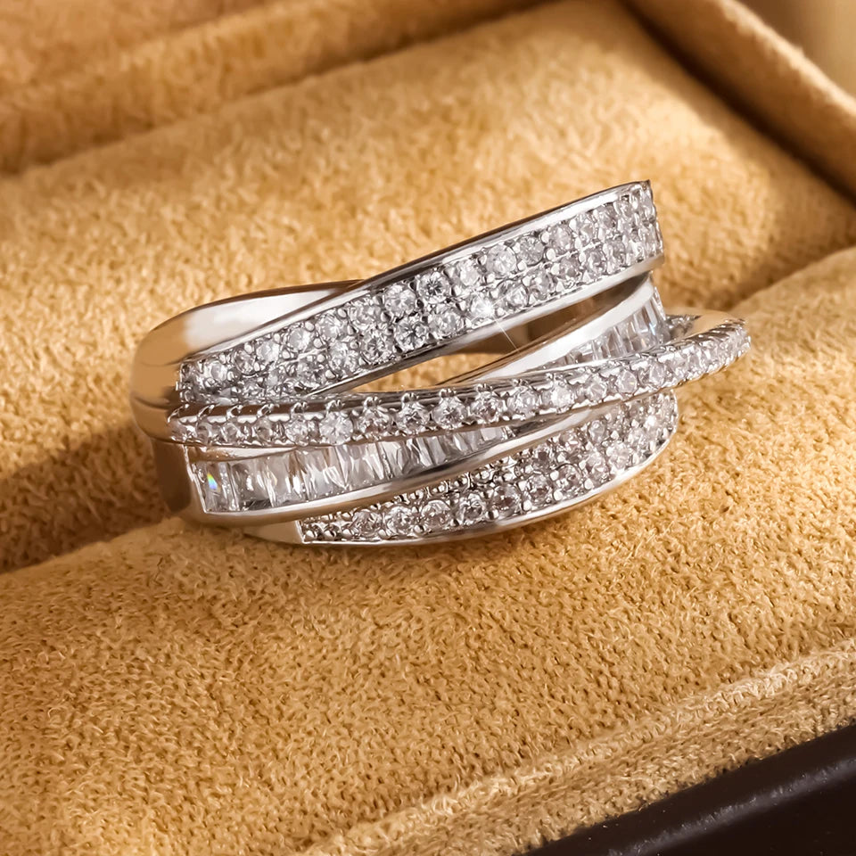 Multi-Layer Star Ring – 18K Gold Plated Copper Ring with Zircon for Women