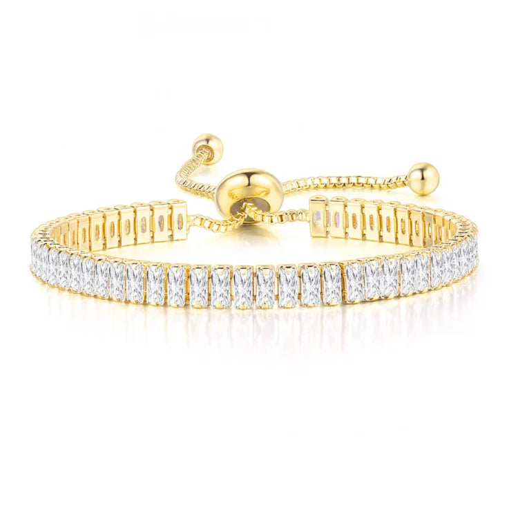 Men’s Black Crystal Tennis Bracelet – Luxury Iced-Out Cubic Zirconia Adjustable