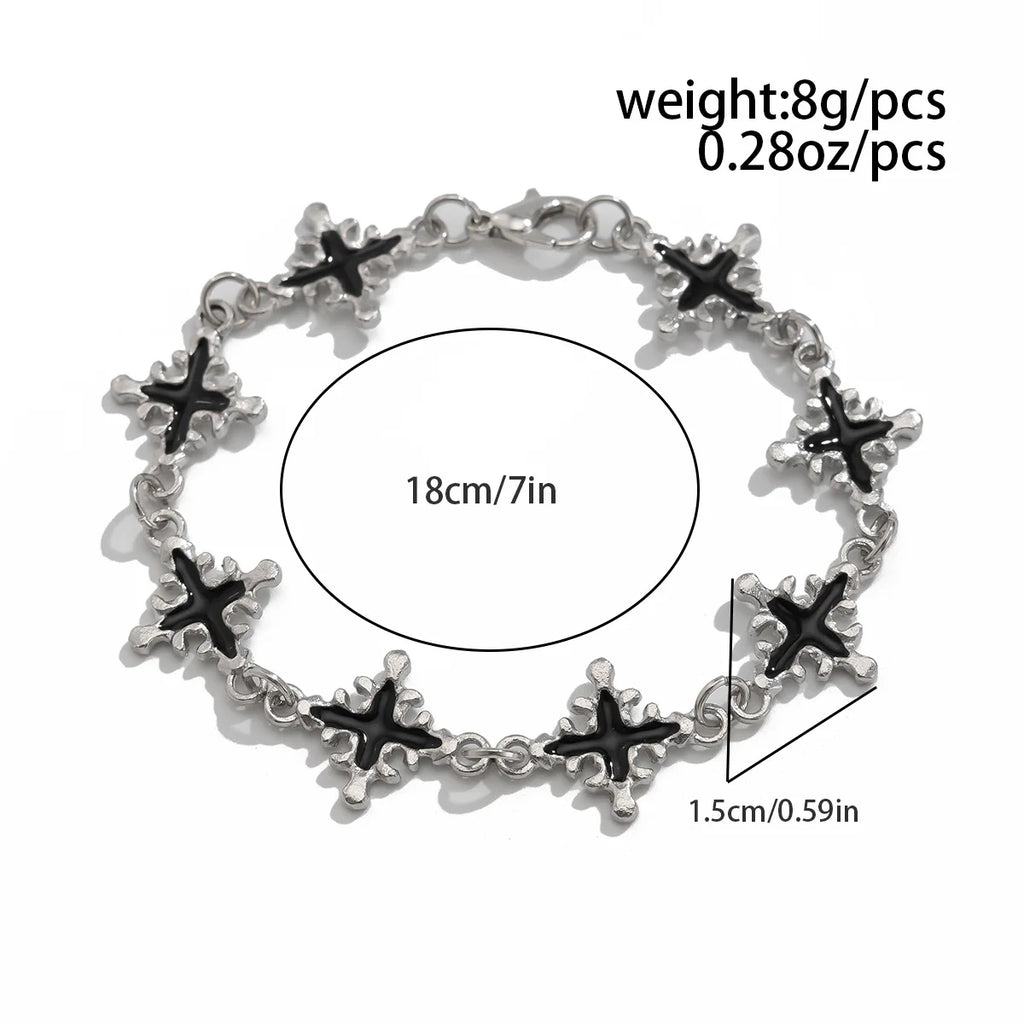 Punk Black Drip Oil Cross Bracelet – Hip Hop Chain Charm Jewelry