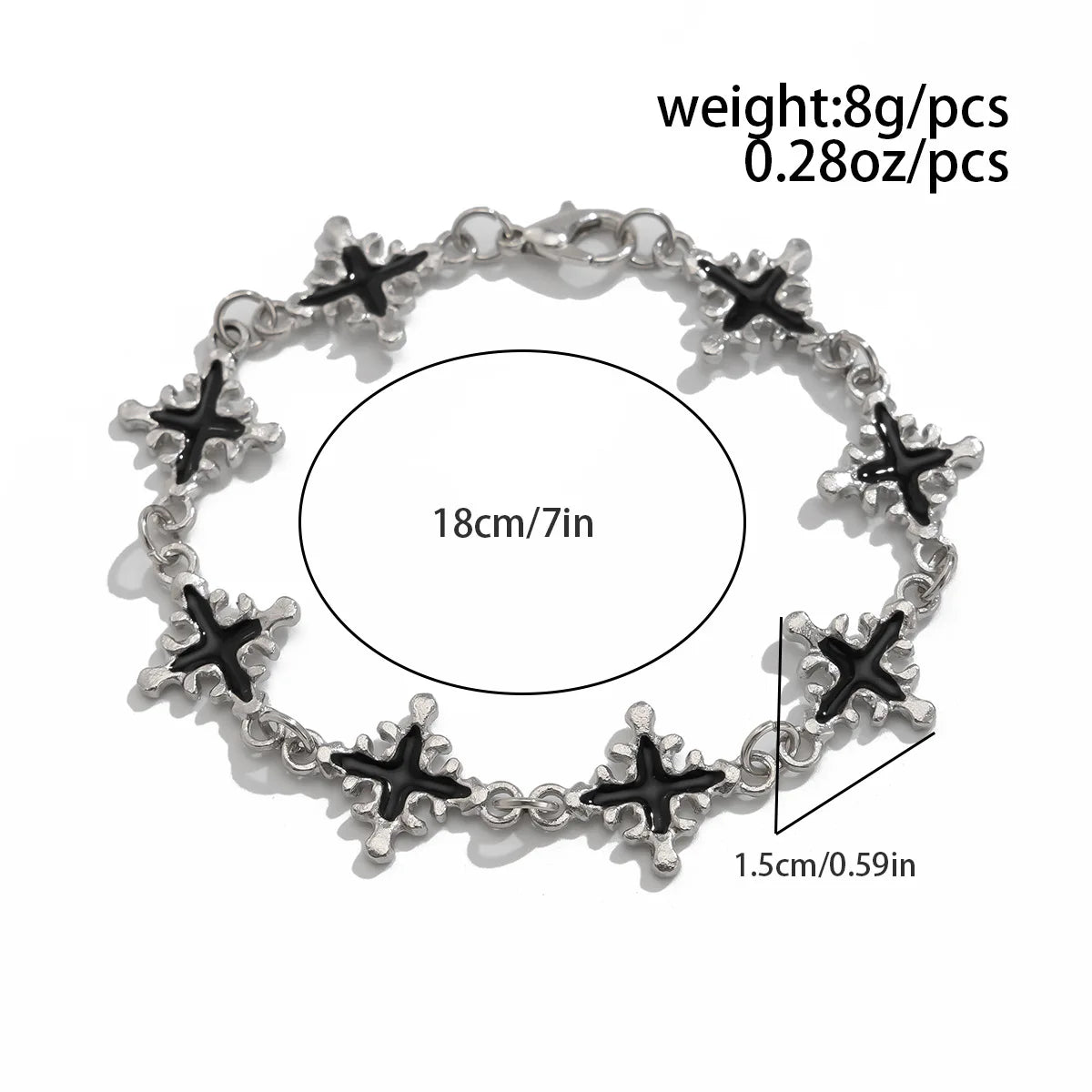 Punk Black Drip Oil Cross Bracelet – Hip Hop Chain Charm Jewelry
