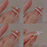 2PCS Crystal Heart Ring Set – Elegant Stackable Rings for Women - Gemora