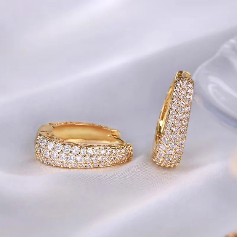 Luxury Gold Hoop Earrings with CZ Stones – Women’s Statement Circle Jewelry