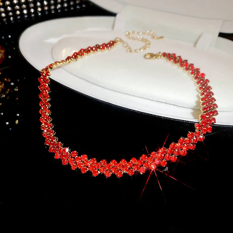 Luxury Rhinestone Choker Necklace – Women’s Geometric Crystal Jewelry