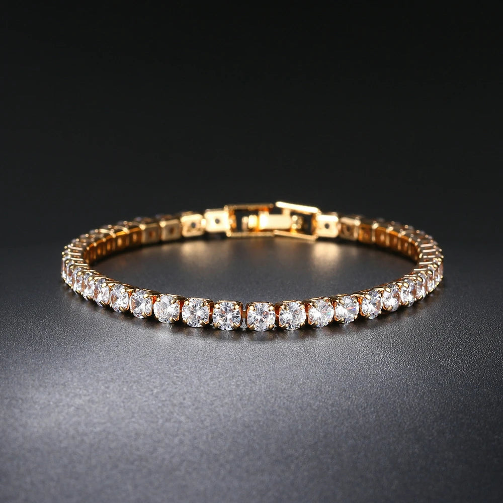 Iced Out Tennis Bracelet – 3/4/5mm Cubic Zirconia Hip-Hop Jewelry for Men