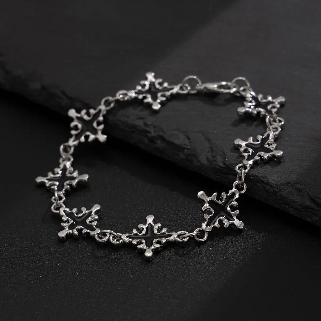 Punk Black Drip Oil Cross Bracelet – Hip Hop Chain Charm Jewelry