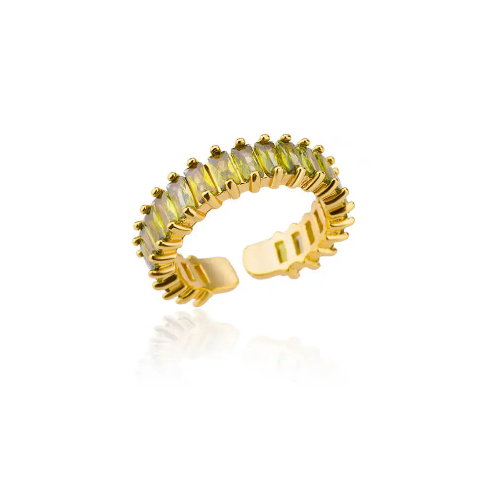 Men’s Gold Cubic Zirconia Square Ring – Stainless Steel Luxury Wedding Jewelry
