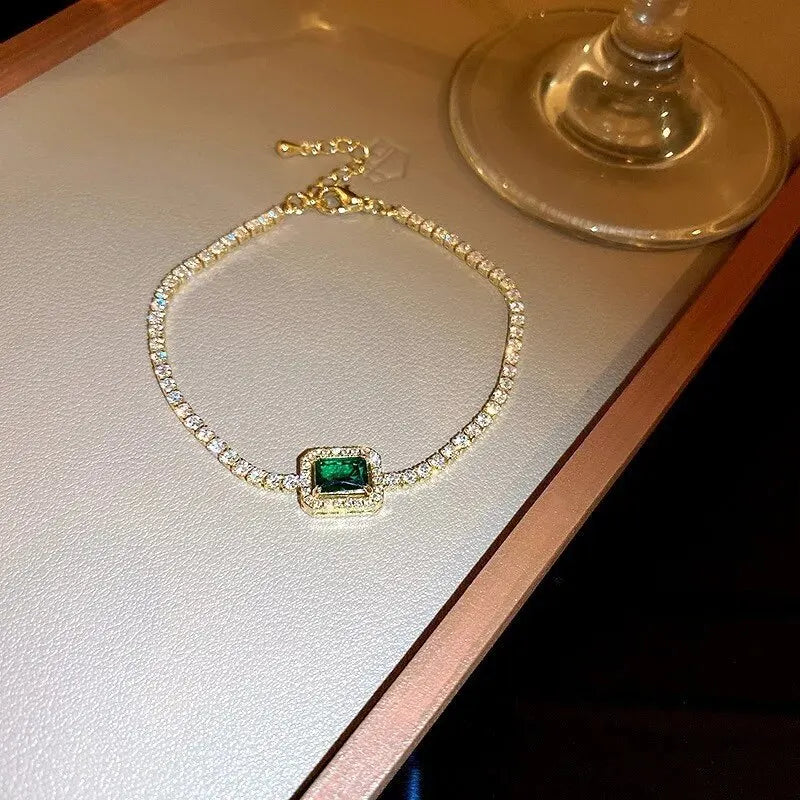 Korean Square Zircon Adjustable Bracelet – Elegant Women’s Light Luxury Jewelry