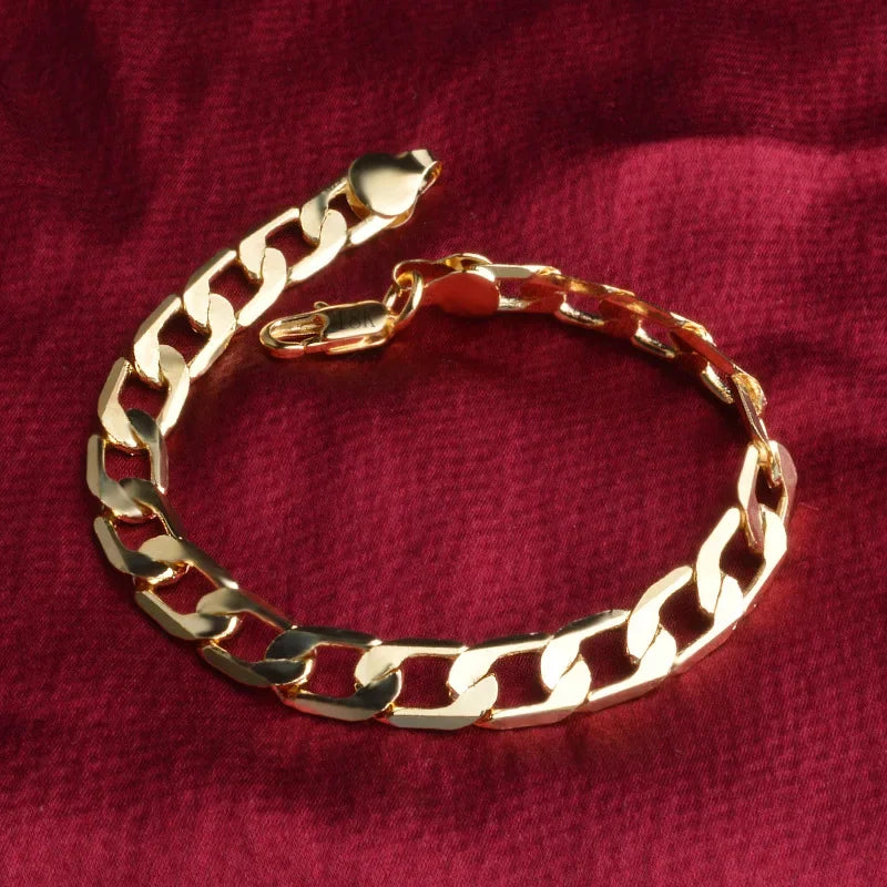 Men’s 18K Gold-Plated 6mm Sterling Silver Chain Bracelet – Luxury K-Pop Style
