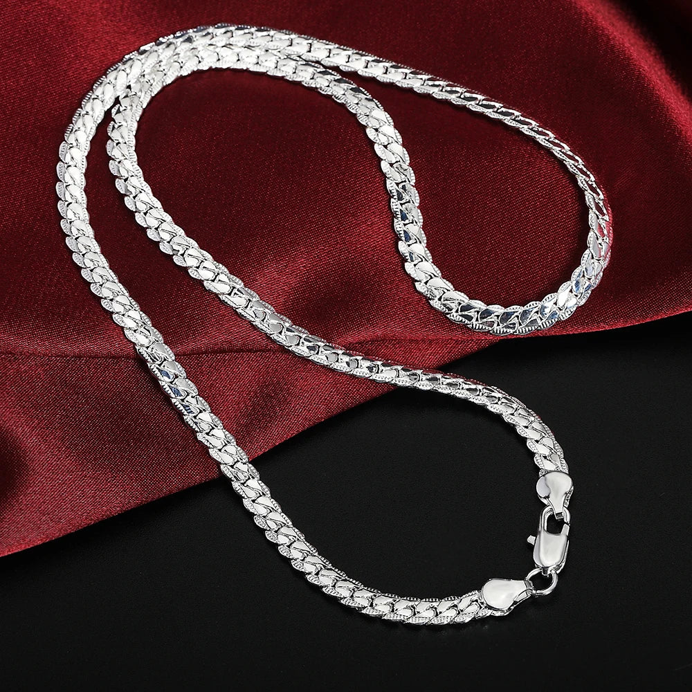 Men’s Silver Luxury Necklace Chain – 6mm Wide, 20–60cm Adjustable