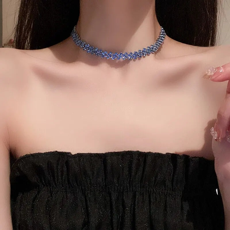 Luxury Rhinestone Choker Necklace – Women’s Geometric Crystal Jewelry