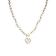 Elegant Pearl Heart Pendant Necklace – Women’s Luxury Imitation Pearl Chain