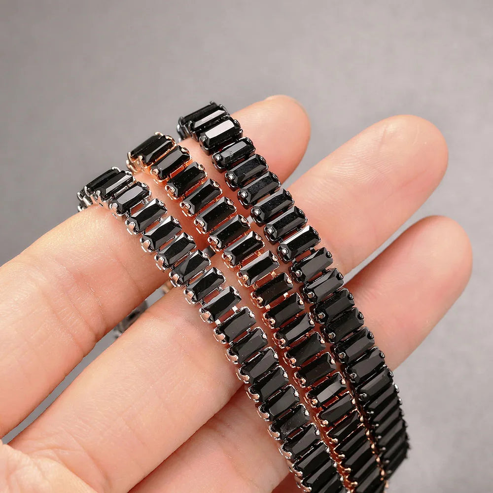Men’s Black Crystal Tennis Bracelet – Luxury Iced-Out Cubic Zirconia Adjustable