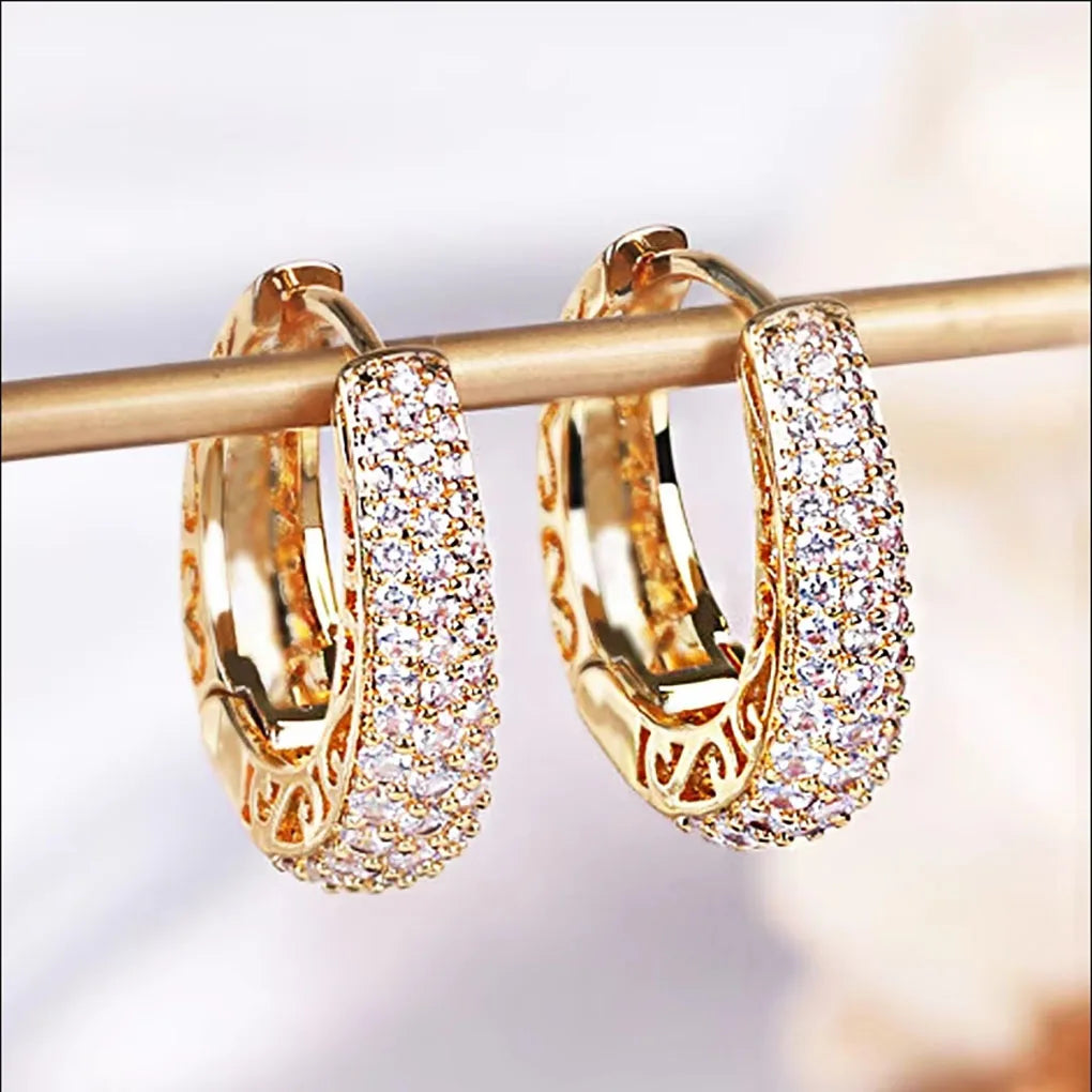 Luxury Gold Hoop Earrings with CZ Stones – Women’s Statement Circle Jewelry