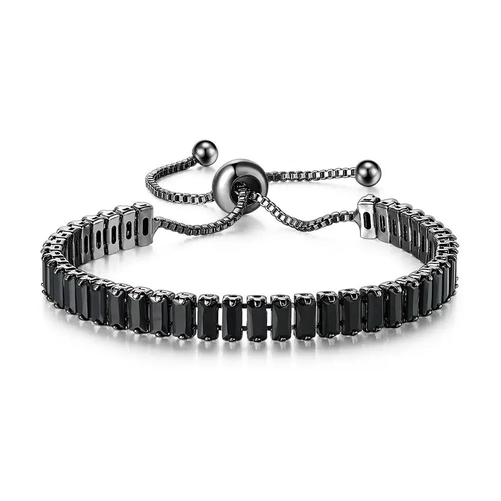 Men’s Black Crystal Tennis Bracelet – Luxury Iced-Out Cubic Zirconia Adjustable