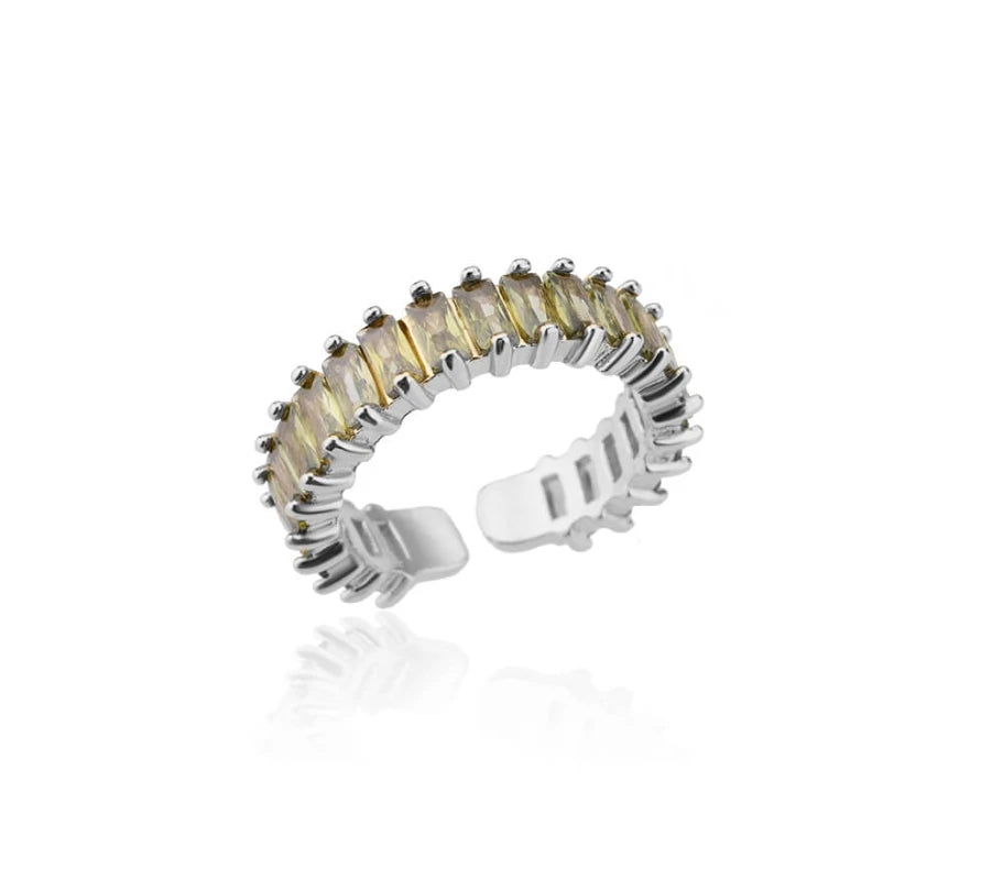 Men’s Gold Cubic Zirconia Square Ring – Stainless Steel Luxury Wedding Jewelry