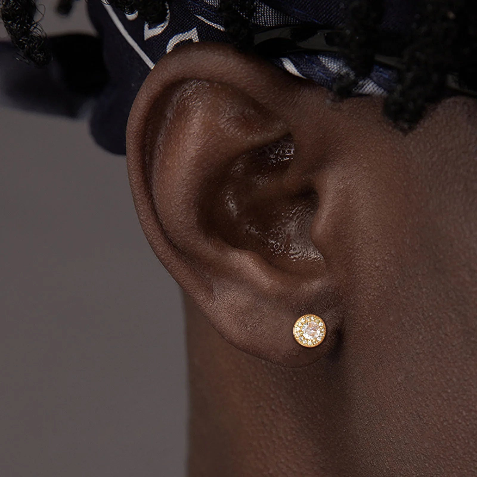 Men’s Luxury CZ Stone Stud Earrings – Gold Color, Perfect Gift