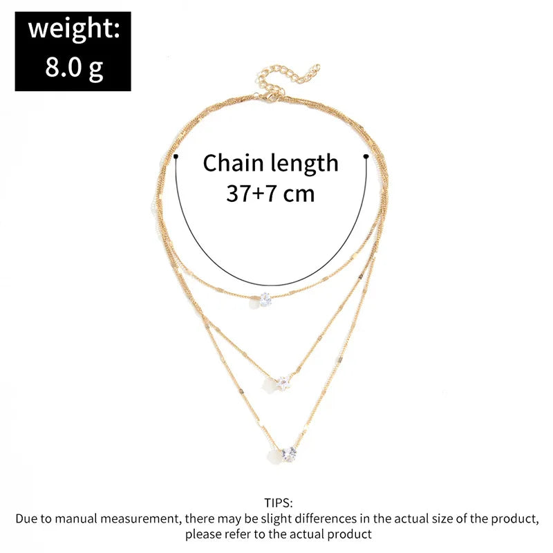 Trendy Zircon Pendant Necklace – Multilayer Choker Jewelry for Women