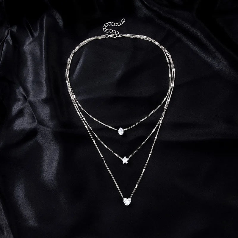 Trendy Zircon Pendant Necklace – Multilayer Choker Jewelry for Women