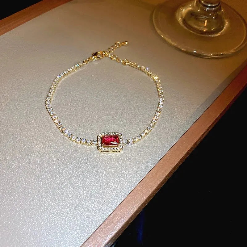 Korean Square Zircon Adjustable Bracelet – Elegant Women’s Light Luxury Jewelry