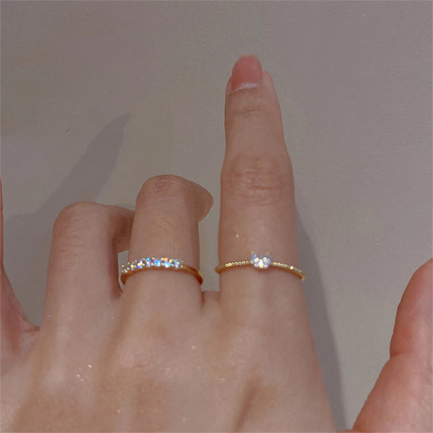 2PCS Crystal Heart Ring Set – Elegant Stackable Rings for Women - Gemora