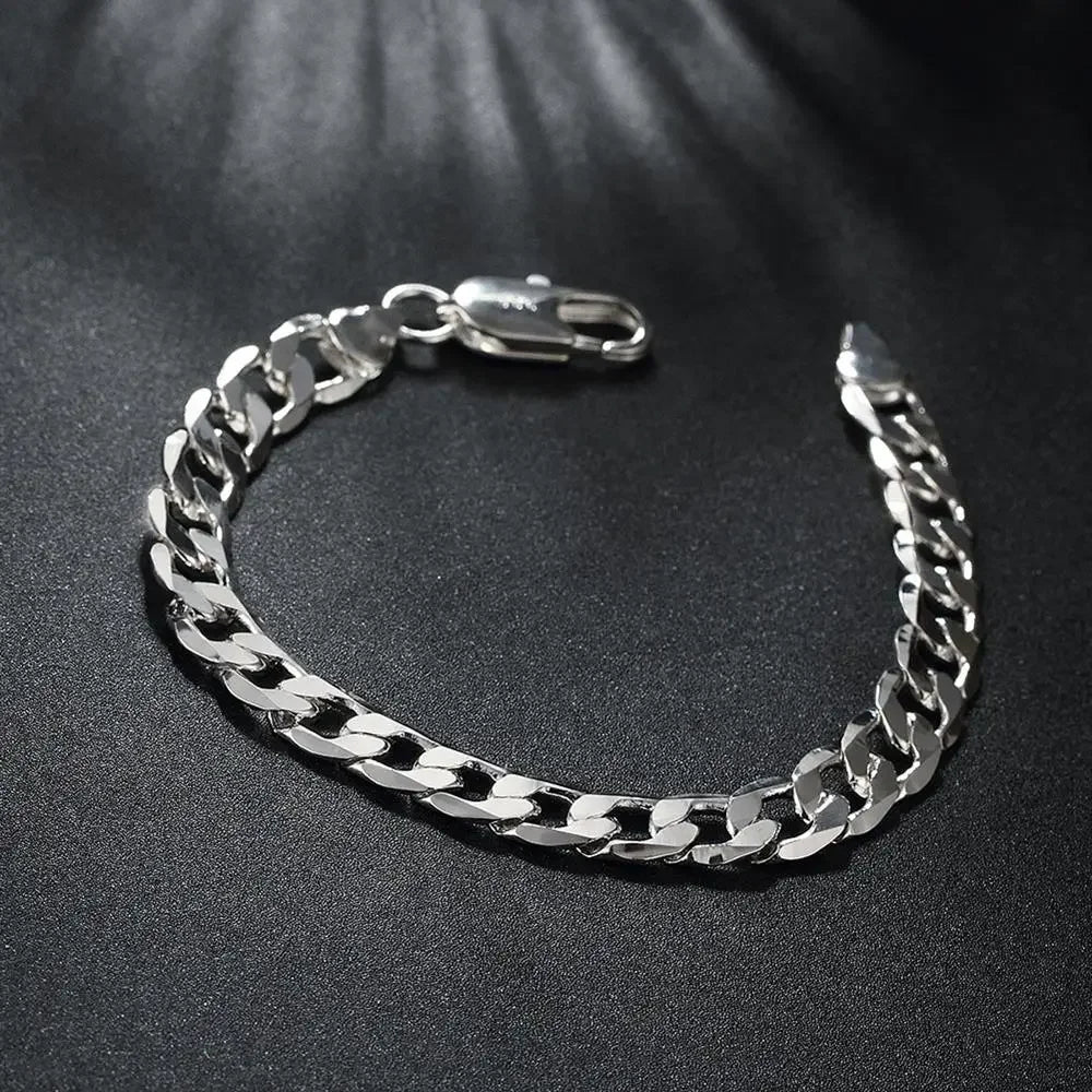 Men’s 18K Gold-Plated 6mm Sterling Silver Chain Bracelet – Luxury K-Pop Style