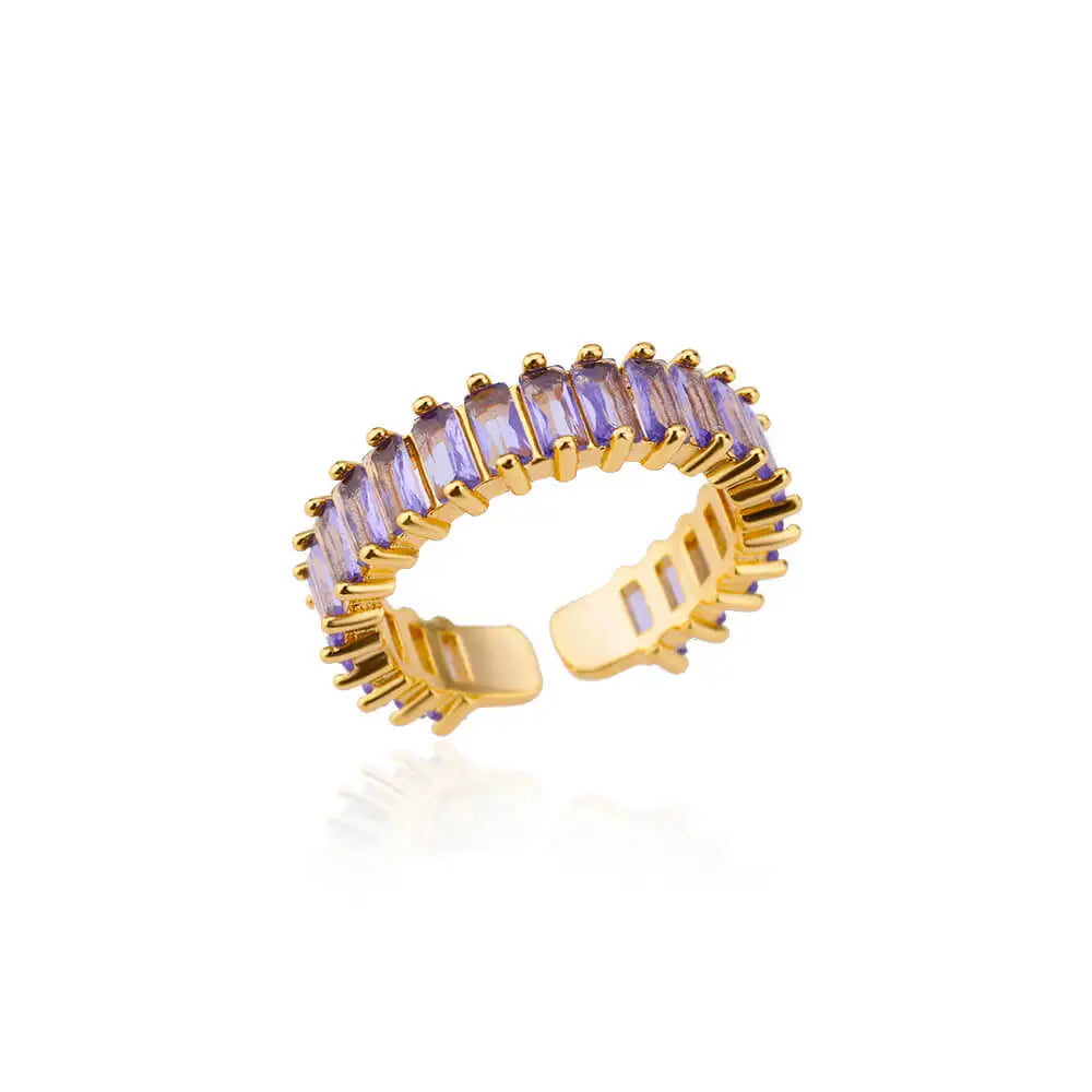 Men’s Gold Cubic Zirconia Square Ring – Stainless Steel Luxury Wedding Jewelry