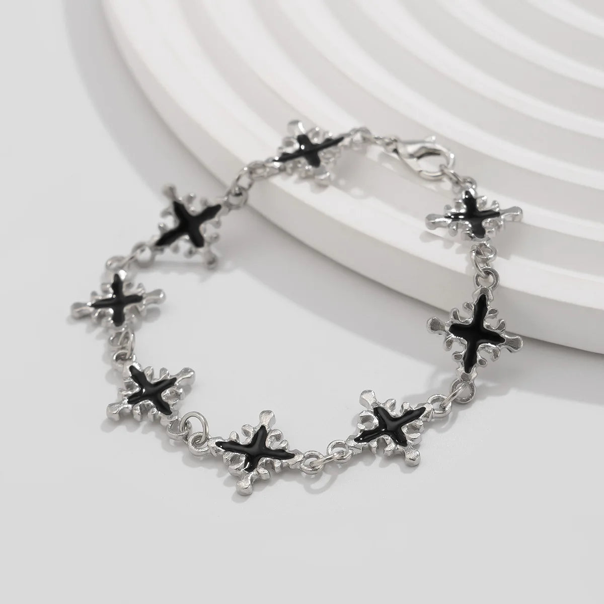 Punk Black Drip Oil Cross Bracelet – Hip Hop Chain Charm Jewelry