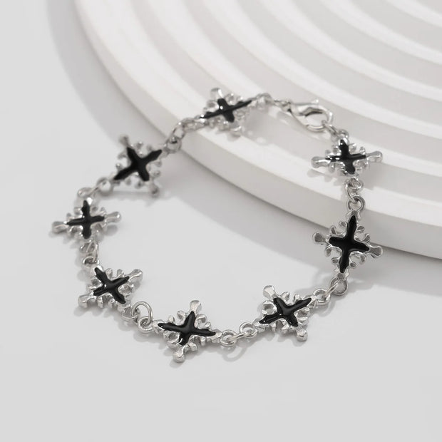 Punk Black Drip Oil Cross Bracelet – Hip Hop Chain Charm Jewelry - Gemora