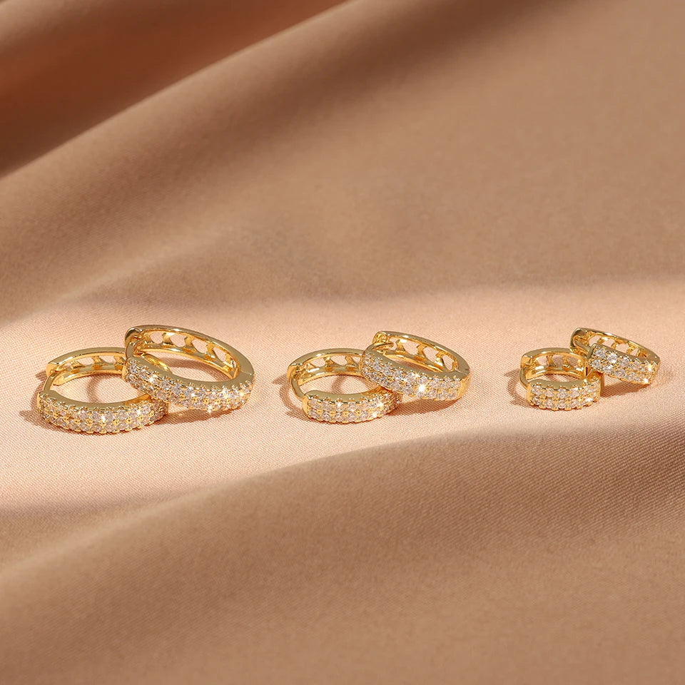 Zircon Huggie Earrings – White Gold Cartilage & Ear Cuff Jewelry