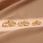 Zircon Huggie Earrings – White Gold Cartilage & Ear Cuff Jewelry - Gemora