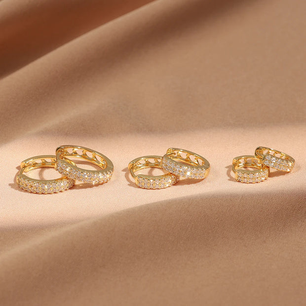 Zircon Huggie Earrings – White Gold Cartilage & Ear Cuff Jewelry - Gemora