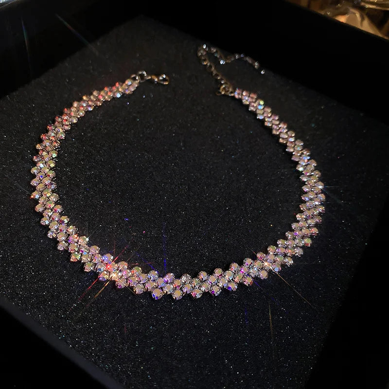 Luxury Rhinestone Choker Necklace – Women’s Geometric Crystal Jewelry
