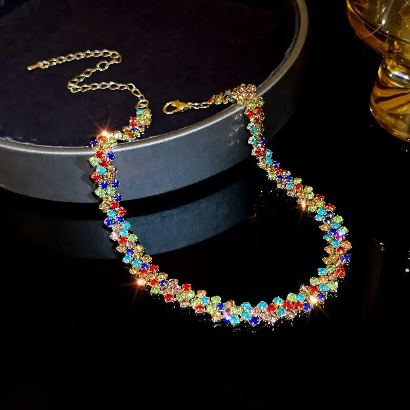 Luxury Rhinestone Choker Necklace – Women’s Geometric Crystal Jewelry