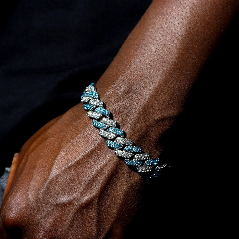14MM Iced Prong Link Cuban Chain Bracelet – Unisex Hip-Hop Jewelry
