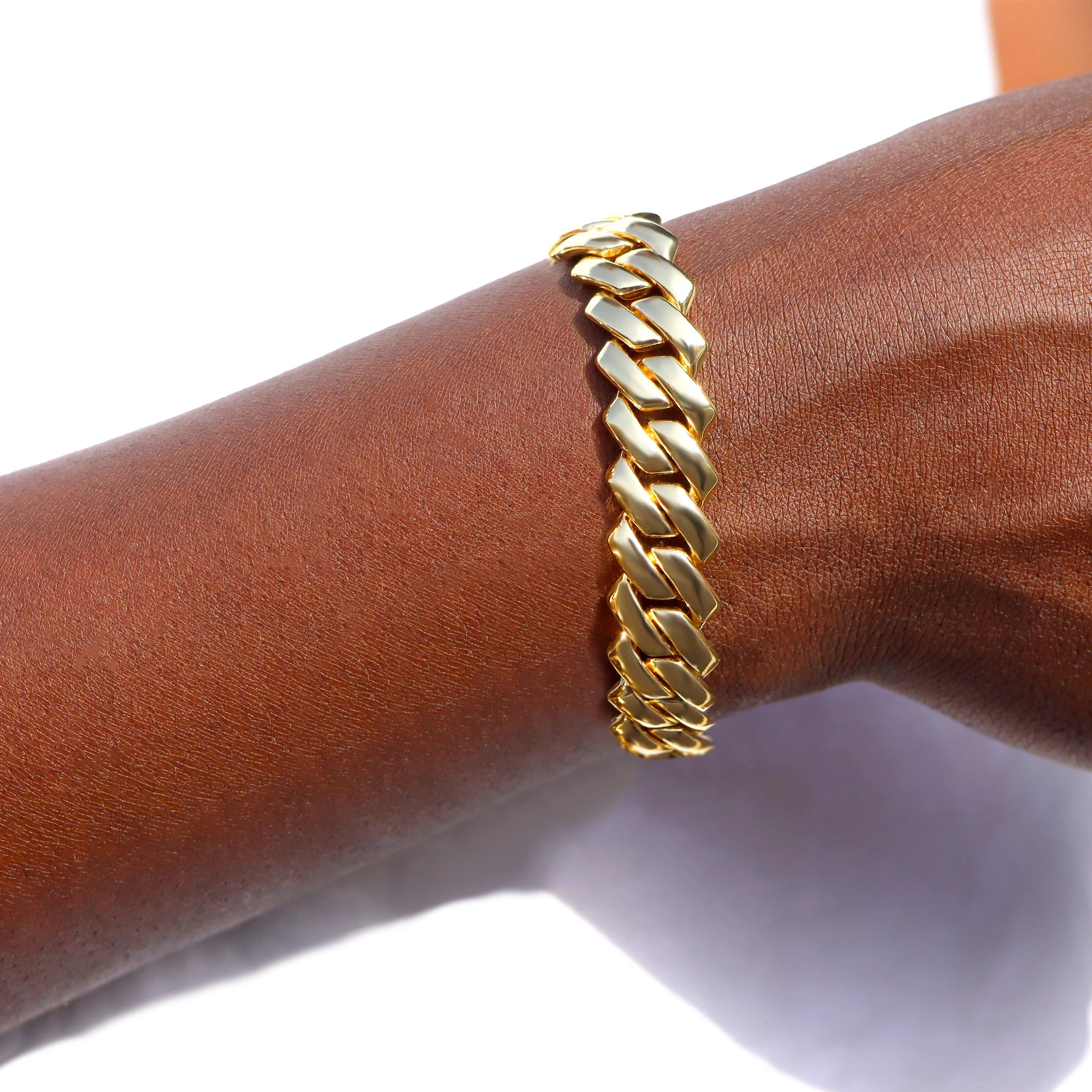 14MM Iced Prong Link Cuban Chain Bracelet – Unisex Hip-Hop Jewelry