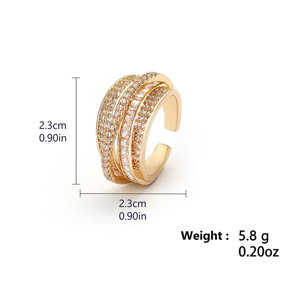 Multi-Layer Star Ring – 18K Gold Plated Copper Ring with Zircon for Women