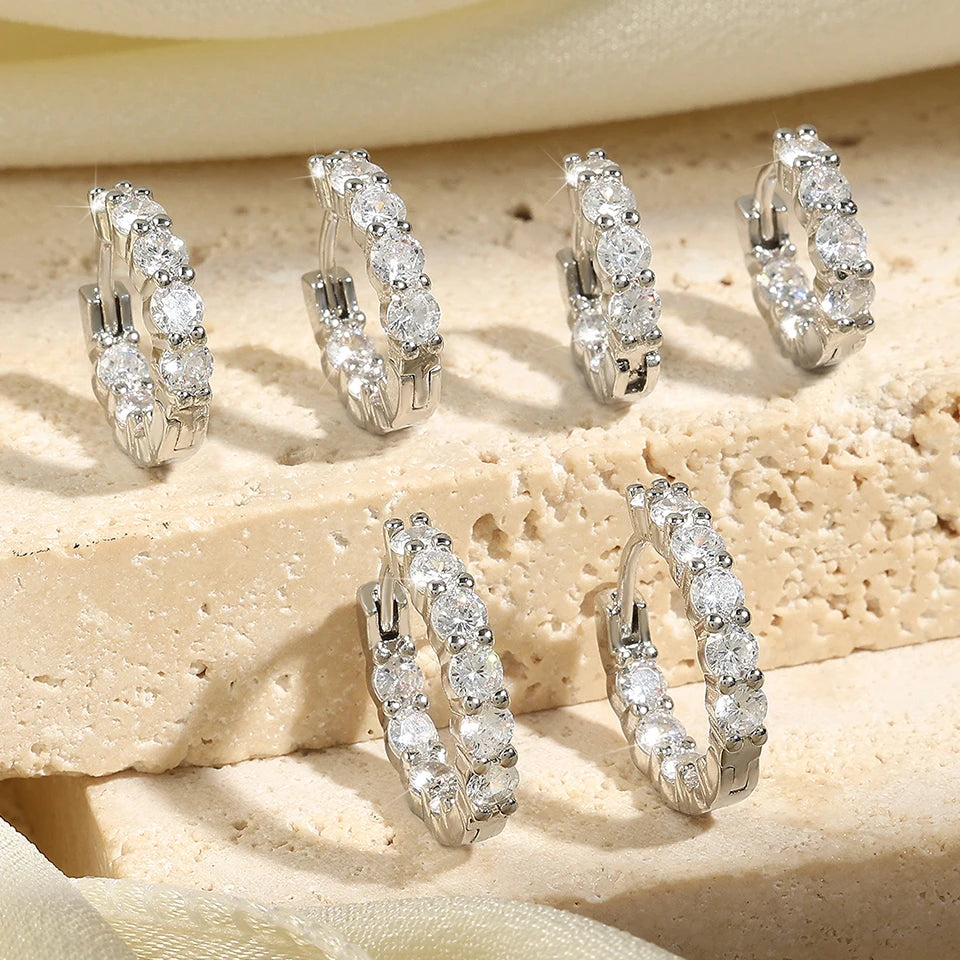 Zircon Huggie Earrings – White Gold Cartilage & Ear Cuff Jewelry