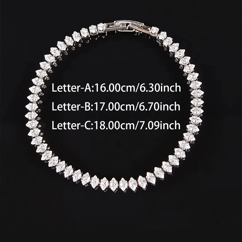 2024 Luxury Silver Tennis Bracelet for Women – Marquise, Oval & Square Cut Design