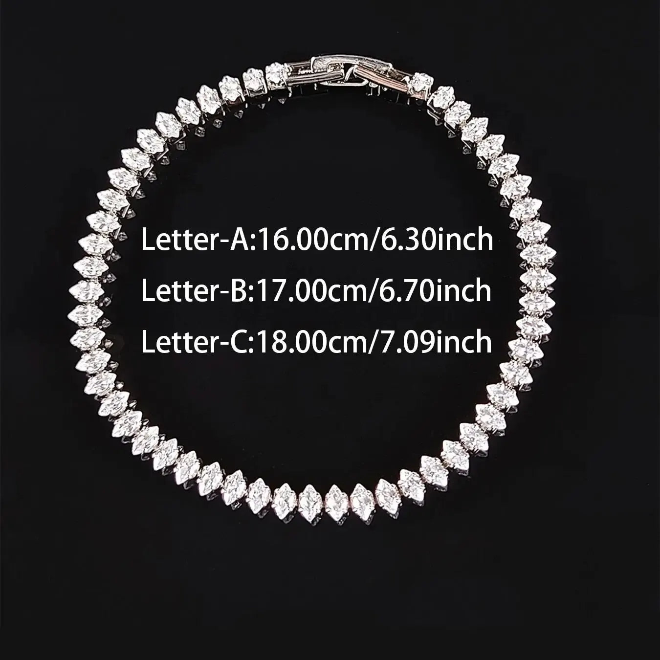 2024 Luxury Silver Tennis Bracelet for Women – Marquise, Oval & Square Cut Design